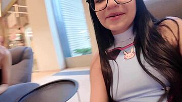 Skinny sleepover turns into wild hotel threesome fuck