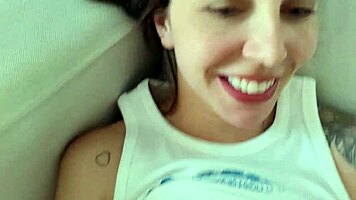 Caught stroking leads to rough anal creampie for sexy babe