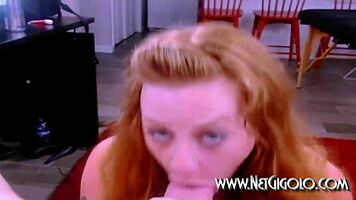petite redhead goddess deepthroats monster cock on webcam voyeur show