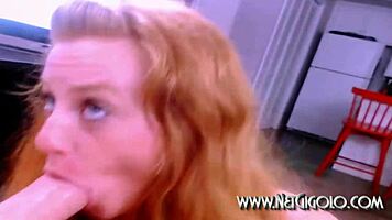 petite redhead goddess deepthroats monster cock on webcam voyeur show