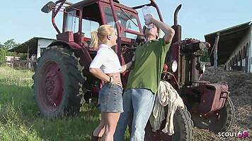 Steve Holmes seduces blonde teen with monster cock for deep anal pounding while farmer's away