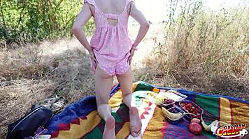Petite German 18+ Bombshell with Huge Labia Takes Risky Outdoor Casting Pound