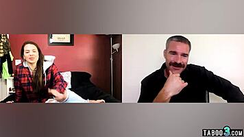 Counselor Forces Webcam Vulnerable Brunette to Rip Clothes and Dildo Fuck Pussy