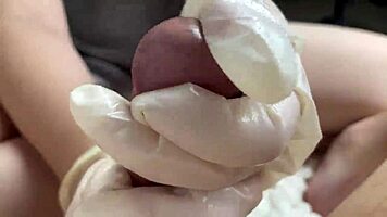 Russian teen in latex gloves gives epic oiled ball massage POV 😏🧤