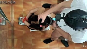 Bound Milf in Nylon Hood Heels Gets Throated and Creampied!