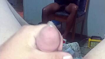 Boss pounds skinny wife pussy as maid watches vibrator play