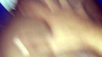 Skinny ebony favela amateur rides huge cock bent over creampie on ass