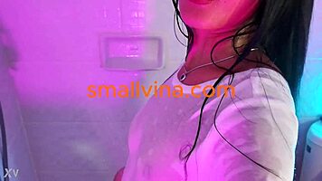 nude thai teen seduces with steamy shower striptease dance