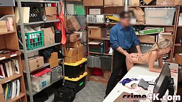 Gorgeous blonde teen gets pounded hard in storage room by stud