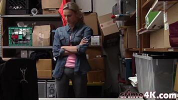 Gorgeous blonde teen gets pounded hard in storage room by stud