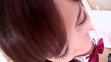 late rent japanese college girl pays with creampie ride