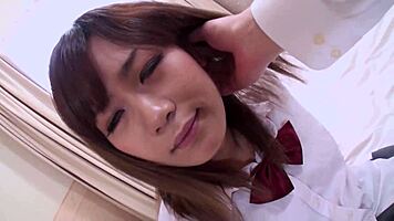 late rent japanese college girl pays with creampie ride