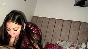 Colombian beauty gives delicious blowjob and swallows every drop teasingly