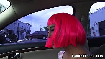 costumed hitchhiker teen gets banged by huge cock outdoors in reality pov