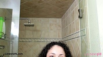 adorable brunette enjoys steamy shower 💦