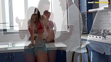 daddy, will your friend pound my tight teen ass too in this rough dp orgy