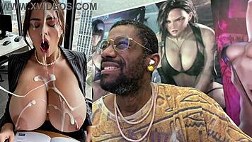 Big titted asian ceo slut's huge tits and bald pussy cum drenched
