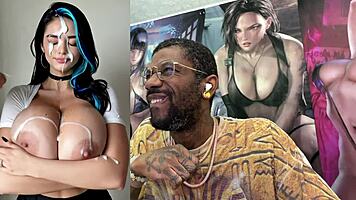 Big titted asian ceo slut's huge tits and bald pussy cum drenched