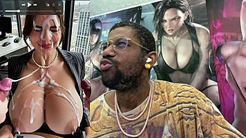Big titted asian ceo slut's huge tits and bald pussy cum drenched