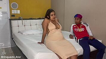 Skinny Latina Petite Takes Double Dick in Tight Pussy