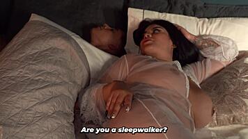 busty latina shares bed with muscular stud shaking huge ass
