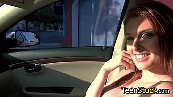 hey check this redhead teen babe sucking cock pov hitchhiker style