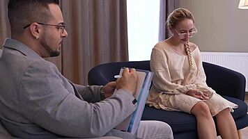 Psychologist fucks big tits client in intense session