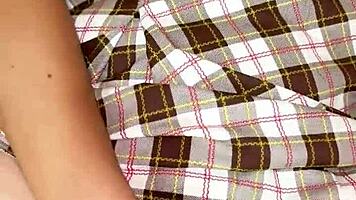 hot schoolgirl comes home horny rubs pussy hard till massive orgasm