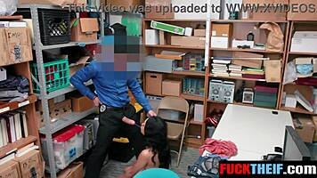 black teen shoplifter bends for officer's domination in garage