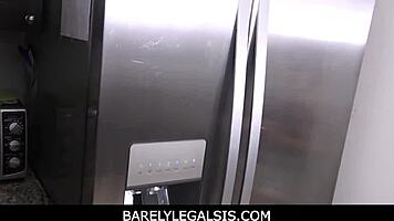 barely legal teen fucked hard in kitchen by lover