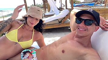 seduced beach babe for wild hotel room sex