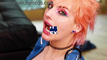 victoria greene goes from sexy lingerie to messy facial cum blast