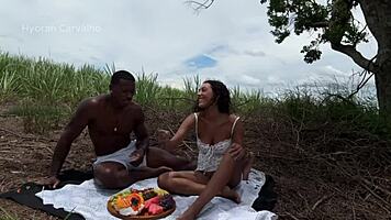 Natural Picnic Adventure with Friend Turns Intimate