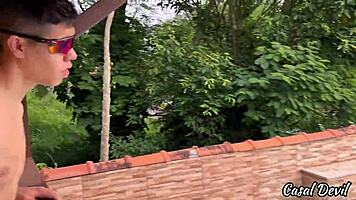 redhead drops mouth on neighbor's thick cock hungrily