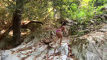 Wild jungle fuck with best friend's monster cock outdoors!