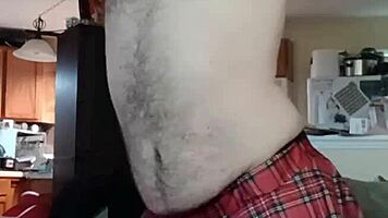 Big ass crossdresser teases thong shake