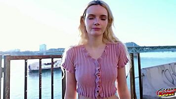 german scout amber kawaii shakes legs orgasming on casting cock