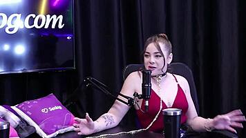 Her red sheer lingerie collar signals total bdsm cowgirl submission
