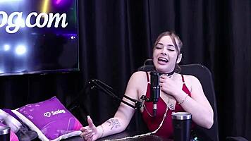 Her red sheer lingerie collar signals total bdsm cowgirl submission