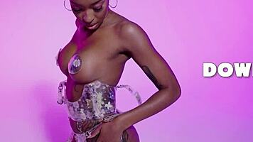 ebony sabrea phenix poses big tits lingerie passion