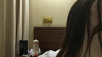 brunette grinds excited shaved pussy on pillow pinching hard nipples pov