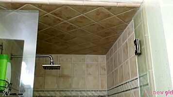 hey enchanting brunette, that shower makes me want your petite massage curves