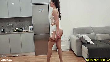 Vintage Stocking Parade in White Lingerie High Heels