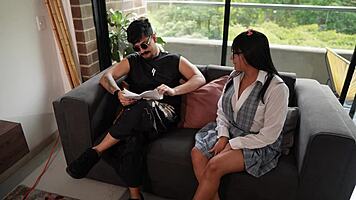 Petite college student tempts professor for better grades