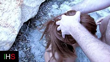Intense beach ass pounding ravages sexy brunette slut