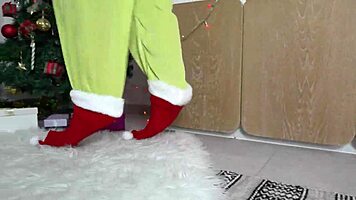 Grinch Fucks Petite Brunette Hard Bent Over on Christmas Night