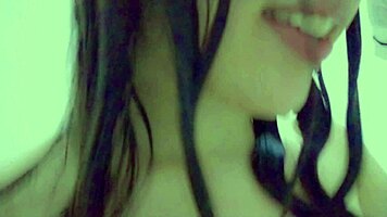 Cute Student Fingers Wet Pussy in Steamy Shower