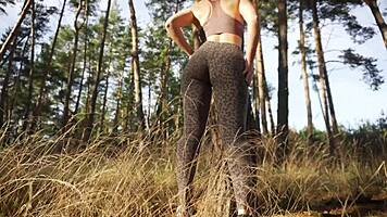 Petite Milf Teases Tight Leopard Leggings Ass