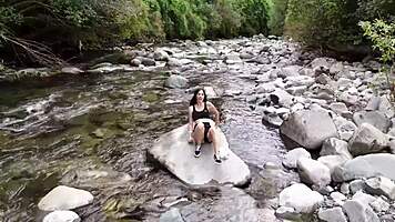 Skinny latina teen risks public park outdoor romp nearly getting caught