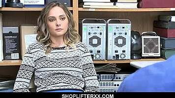 Cute blonde teen shoplifter tied and fucked hard!